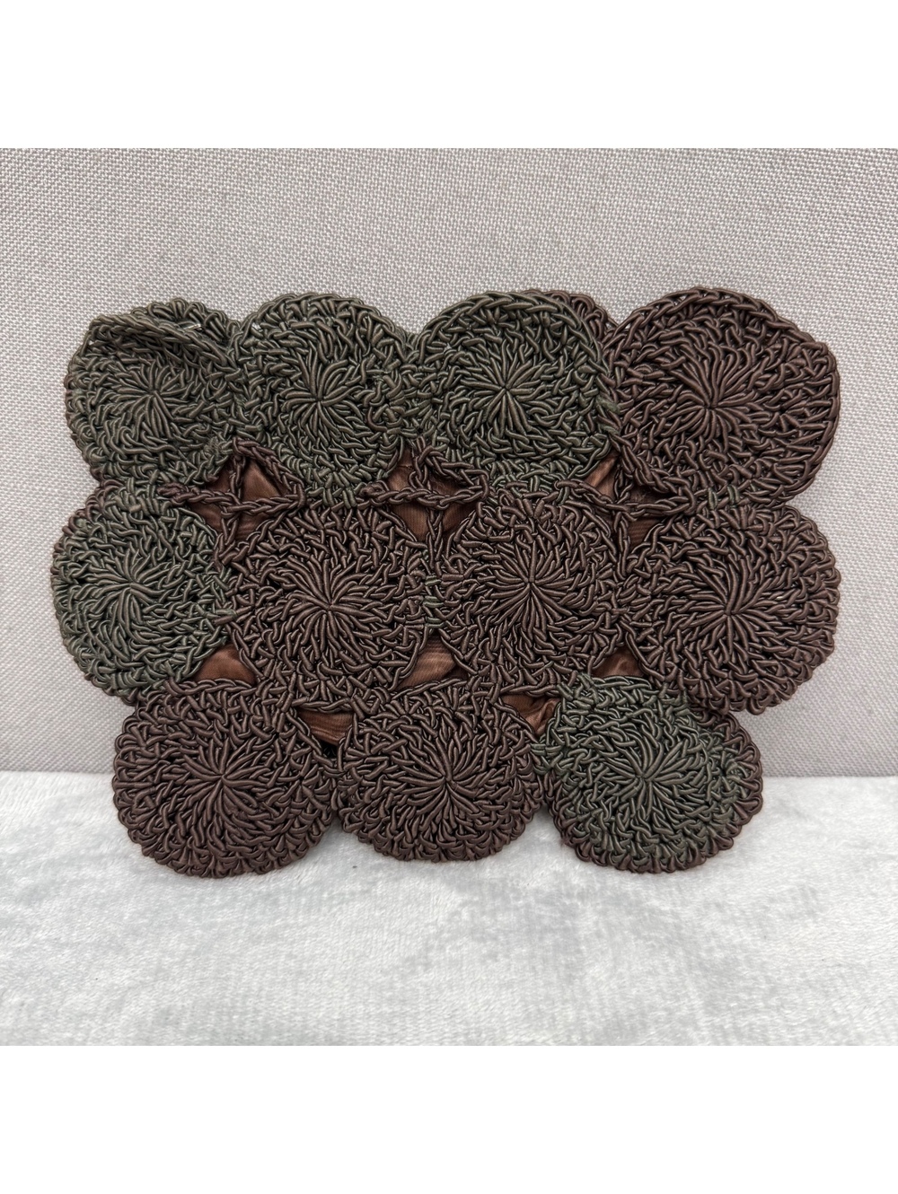 Vintage 60s 70s Crochet Corde Clutch Bag Atomic Rosette Mid Century Purse